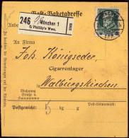 604021 | Paketkarte, Nr. Zettel Mit Eindruck Carl Ohillips WW, Tabakhändler, Tabak  | München (W - 8000), -, - - Lettres & Documents