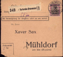 604019 | Germania, Firmenlochung Perfin Auf Paketkarte,  | Karlsruhe (W - 7500), Mühldorf (W - 8260), - - Lettres & Documents