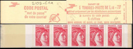 France Carnet N** Yv:2102-C1a Code Postal 5x1,40F Sabine Rouge S-numéro De Conf (Fermé) - Autres & Non Classés