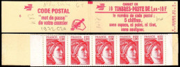 France Carnet N** Yv:1972-C2a Code Postal 10x1,00F Sabine Rouge (Ouvert) Conf.6 - Autres & Non Classés