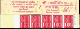 France Carnet N** Yv:1892-C2a Code Postal 10x1,00F Becquet Rouge (Fermé) Conf.4 - Autres & Non Classés