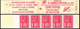 France Carnet N** Yv:1892-C2 Mi: Code Postal 10x1,00F Becquet Rouge (Ouvert) Conf.3 - Autres & Non Classés
