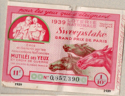 Billet LOTERIE NATIONALE 1939 SWEEPSTAKE GD PRIX DE PARIS   (PPP46911) - Lottery Tickets