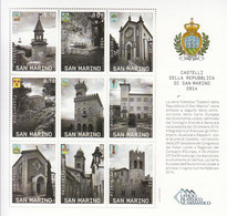 2014 San Marino Towns Municipalities Buildings Miniature Sheet Of 9 MNH @ Below Face Value - Unused Stamps