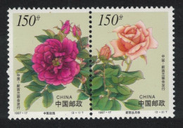 CHINA STAMPS 1997, SETENANT PAIR, ROSES, FLORA, MNH - Neufs