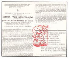 DP Joseph Van Meerhaeghe / De Baere 18j. ° Bevere Oudenaarde 1925 † 1943 - Images Religieuses