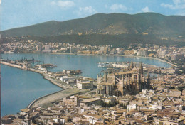 Spain PPC Mallorca (Baleares) Palma Vista Aérea De La Catedral El Puerto Aerial View 1965 To Denmark (2 Scans) - Mallorca