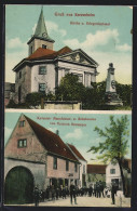 AK Kerzenheim, Geschäftshaus H. Neumayer, Kirche Und Kriegerdenkmal  - Autres & Non Classés