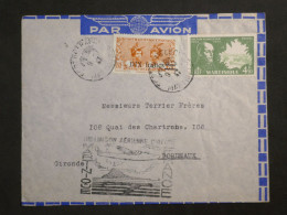 DM1 MARTINIQUE   BELLE  LETTRE  . 1947 1ER VOL . FORT DE FRANCE  A BORDEAUX  FRANCE +AFF.   INTERESSANT+ + - Covers & Documents
