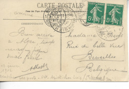 MAROC Occupation Allemande CAD DEUTSCHE Sec Poste 0st ASIATICHER Sur Paire 5c Semeuse + CAD GIBRALTAR 1912 RARE....    G - Lettres & Documents