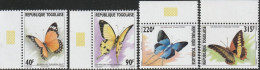 THEMATIC FAUNA: BUTTERFLIES       4v (1996)     -  TOGO - Papillons