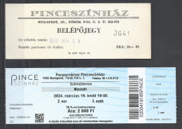 Hungary,  Budapest, Pinceszinház, Cellar-theatre, 1970 And 2024  Ticket, Lot Of 2. - Tickets - Entradas