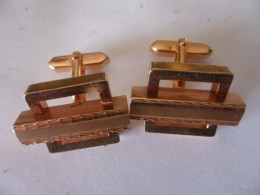 Vintage Boutons De Manchette Paque Or Annes 70 - Botones De Cuello & De Puño