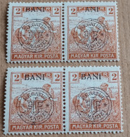 Magyar Kir Posta / Surcharge Regatul Romaniei Bani (2 Paires Timbres Neufs) - Ungebraucht