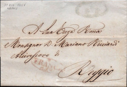 646 - LETTERA PREFILATELICA DA NAPOLI A REGGIO 1856 - FRANCA - 1. ...-1850 Prefilatelia