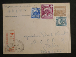 DM1 TUNISIE  BELLE LETTRE  1938   TUNIS A TABOU COTE D IVOIRE+DOUANE ++AFF.   INTERESSANT+ + - Covers & Documents