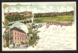 Lithographie Beyernaumburg, Gesamtansicht, Schloss, Gasthaus Zur Deutschen Einheit  - Autres & Non Classés
