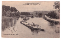 LA NAVIGATION SUR L YONNE - Service Accéléré De La Cie H.P.L  (carte Animée) - Hausboote