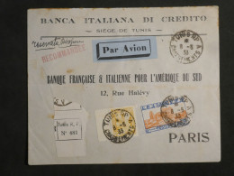 DM1 TUNISIE  BELLE LETTRE  BANQUE 1933   TUNIS A PARIS  FRANCE  +TAB +AFF.   INTERESSANT+ + - Lettres & Documents