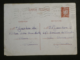 DM1 TUNISIE  BELLE CARTE ENTIER PETAIN  1942   TUNIS A BORDEAUX  FRANCE  ++AFF.   INTERESSANT+ + - Covers & Documents