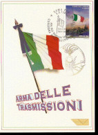 ARMA DELLE TRASMISSIONI, CARTOLINA CON ANNULLO SPECIALE CONSEGNA DELLA BANDIERA - Militaria