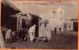 - B34400CPA - TUNIS - TUNISIE - Rue Et Mosquée - Très Bon état - AFRIQUE - Tunesië