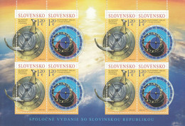 2019 Slovakia Astronomical Clock Time JOINT ISSUE Slovenia Miniature Sheet Of 4 MNH @ BELOW FACE VALUE - Blocchi & Foglietti