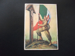 MILITARE PRESSO EDICOLA CROCE DIO GESU'  DISEGNO DI G. GRILLI FIRMATA ILLUSTRATORE - Patriotiques