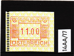 14AA/17  ÖSTERREICH 1983 AUTOMATENMARKEN 1. AUSGABE  11,00 SCHILLING   ** Postfrisch - Machine Labels [ATM]