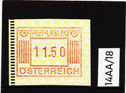 14AA/18  ÖSTERREICH 1983 AUTOMATENMARKEN 1. AUSGABE  11,50 SCHILLING   ** Postfrisch - Vignette [ATM]