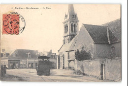 CPA 72 Ste Jamme La Place Et Le Train Tramway - Autres & Non Classés