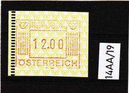 14AA/19  ÖSTERREICH 1983 AUTOMATENMARKEN 1. AUSGABE  12,00 SCHILLING   ** Postfrisch - Automaatzegels [ATM]