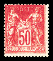 N°104, 50c Rose Type I: Variété Recto-verso Partiel, Fraîcheur Postale. SUP. R. (certificat)  Qualité: **   - 1898-1900 Sage (Tipo III)