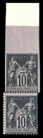 N°103, 10c Noir Sur Lilas: Non Dentelé Tenant à Dentelé En Paire Haut De Feuille. TTB  Qualité: **  Cote: 400 Euros - 1898-1900 Sage (Tipo III)