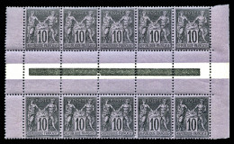 N°103b, 10c Noir Sur Lilas, Type I Tenant Au Type II En 5 Bandes Verticales Bdf, Fraîcheur Postale. SUP (certificat)  Qu - 1898-1900 Sage (Tipo III)