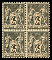 N°97, 25c Noir Sur Rose En Bloc De Quatre. TTB (certificat)  Qualité: **   - 1876-1898 Sage (Type II)