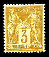 N°86, 3c Bistre Jaune, Frais, Très Bon Centrage. SUP (certificat)  Qualité: *   - 1876-1898 Sage (Type II)