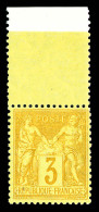 N°86, 3c Bistre-jaune Bdf, Fraîcheur Postale. SUP (certificat)  Qualité: **   - 1876-1898 Sage (Type II)