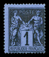 N°83c, 1c Noir Sur Cobalt, Tirage De 1885, Nuance Caracteristique. SUP. R. (certificats)  Qualité: **   - 1876-1898 Sage (Type II)