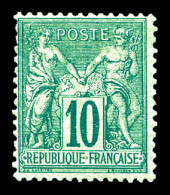 N°76, 10c Vert Type II, TB (certificat)  Qualité: *  Cote: 1400 Euros - 1876-1898 Sage (Type II)