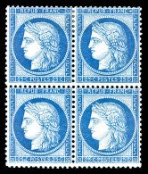 N°60Ca, 25c Bleu Clair Type III, Bloc De 4 Bdf (2ex*), TTB (signé Brun/certificat)  Qualité: **   - 1871-1875 Ceres