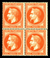 N°31b, 30c Orange-vif, Nuance Exceptionnelle, Bloc De Quatre (2ex*), Fraîcheur Postale. SUPERBE. R.R. (signé/certificat) - 1863-1870 Napoleon III With Laurels