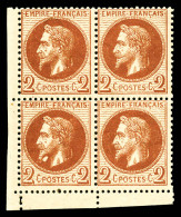 N°26Ab, 2c Rouge-brun, Variété Boule Sous Le Menton (case 141) Tenant à Normaux En Bloc De Quatre Coin De Feuille. SUPER - 1863-1870 Napoleon III With Laurels