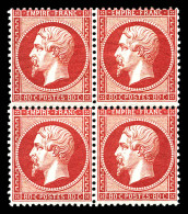 N°24, 80c Rose En Bloc De Quatre, Fraîcheur Postale. SUPERBE. R. (certificat)  Qualité: **   - 1862 Napoléon III