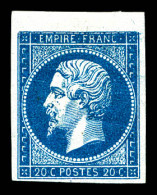 N°14Aa, 20c Bleu Foncé, Petit Bdf. SUP (signé Calves/certificat)  Qualité: *  Cote: 600 Euros - 1853-1860 Napoléon III