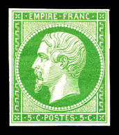 N°12a, 5c Vert-jaune, Frais. TTB (signé/certificat)  Qualité: *  Cote: 1525 Euros - 1853-1860 Napoléon III