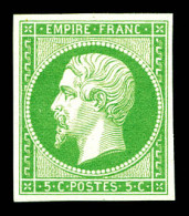 N°12a, 5c Vert-jaune, Quatre Belles Marges, Fraîcheur Postale. SUP (signé/certificat)  Qualité: **   - 1853-1860 Napoléon III