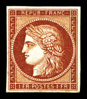 N°6, 1F Carmin, Quatre Belles Marges, Fraîcheur Postale. SUP. R.R. (certificats)  Qualité: *  Cote: 18000 Euros - 1849-1850 Cérès