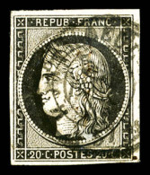 N°3, 20c Noir Obl Càd Type 15 Du 5 Janvier 1849, TTB (signé Brun)  Qualité: Oblitéré  Cote: 500 Euros - 1849-1850 Cérès