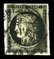 N°3, 20c Noir Obl Càd Type 14 Du 2 Janvier 1849. TTB (signé Scheller/certificat)  Qualité: Oblitéré  Cote: 1000 Euros - 1849-1850 Cérès